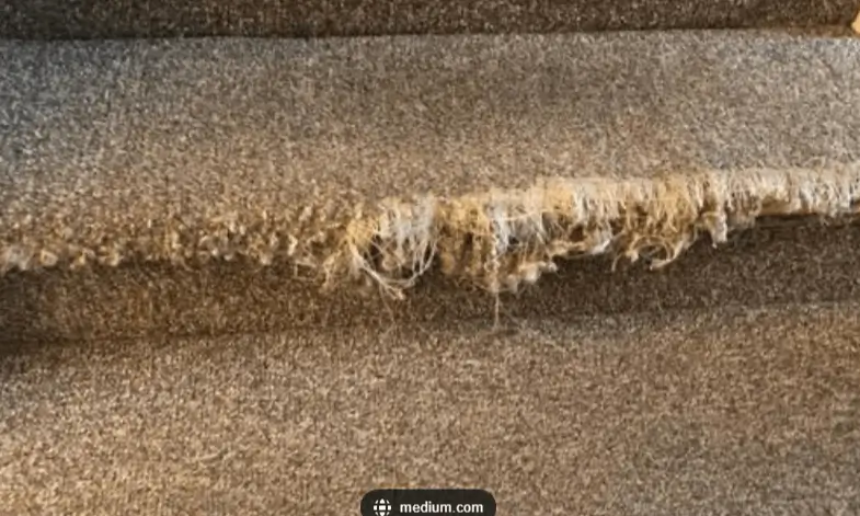 carpet showing pet damage on stairs