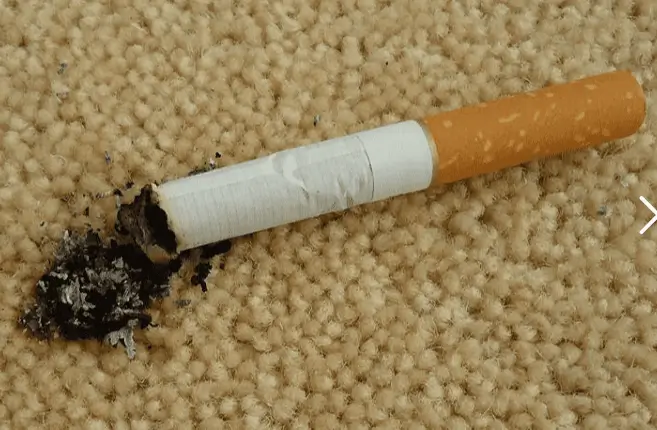 cigarette burn on a carpet